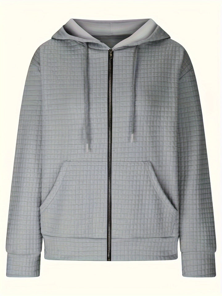 Maika | Textured Full-Zip Sweatshirt Hoodie