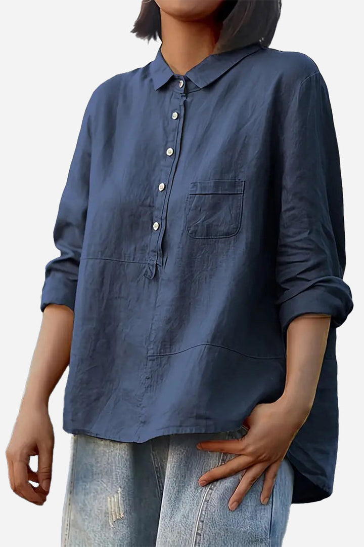 Halia | Simple Solid Colour Button-Down Blouse