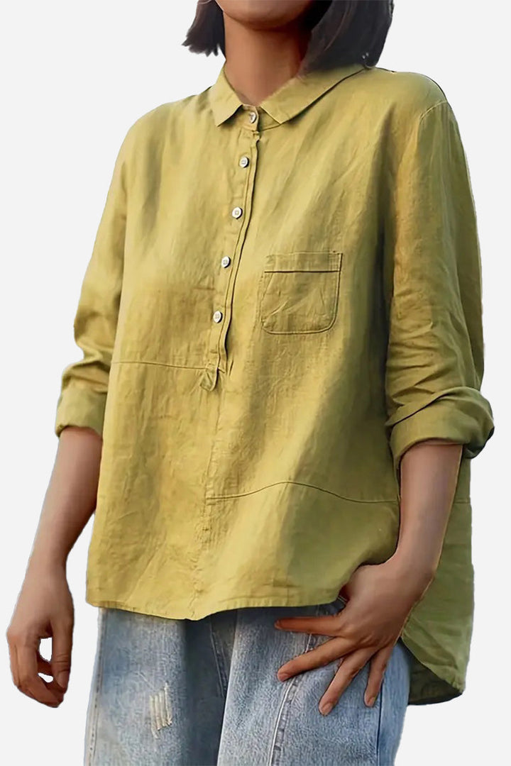 Halia | Simple Solid Colour Button-Down Blouse