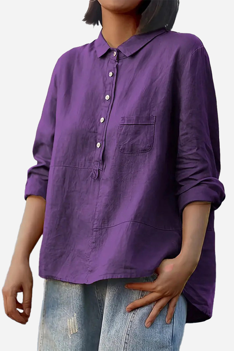 Halia | Simple Solid Colour Button-Down Blouse