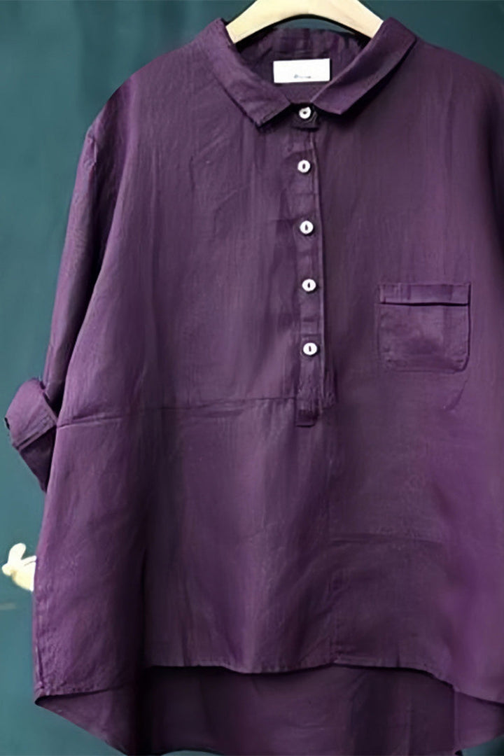 Halia | Simple Solid Colour Button-Down Blouse