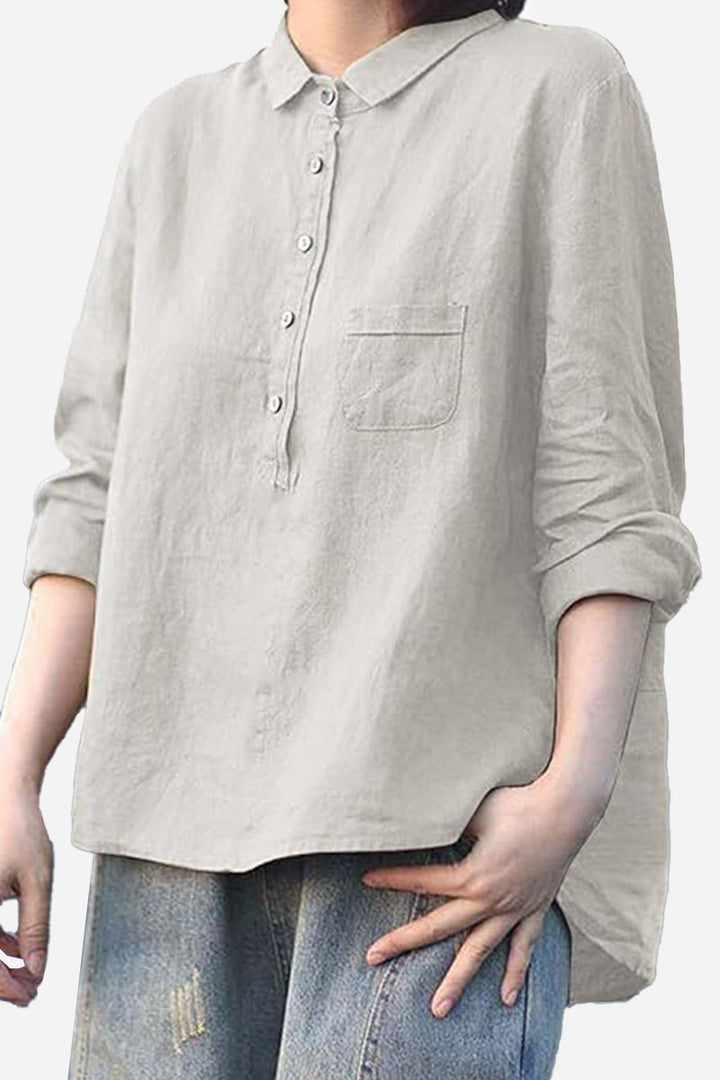 Halia | Simple Solid Colour Button-Down Blouse