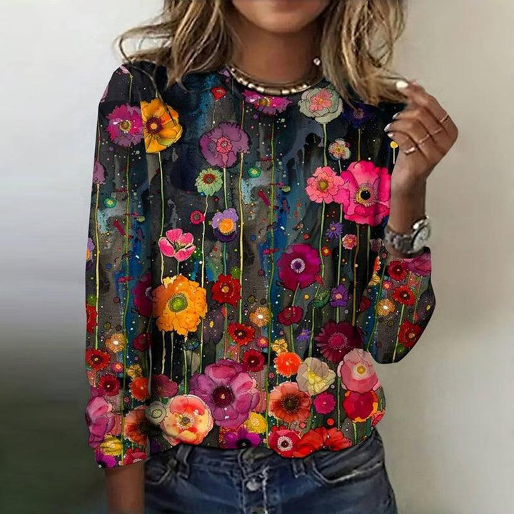 Floor | Cool Round Neck Long Sleeve Top