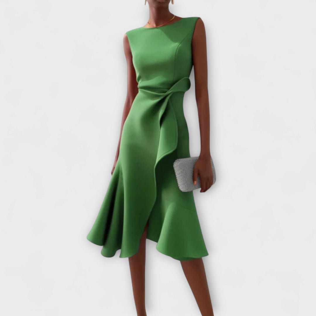 Juliette | Chic Draped Asymmetric Midi Dress