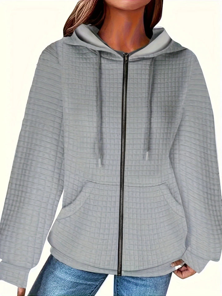 Maika | Textured Full-Zip Sweatshirt Hoodie
