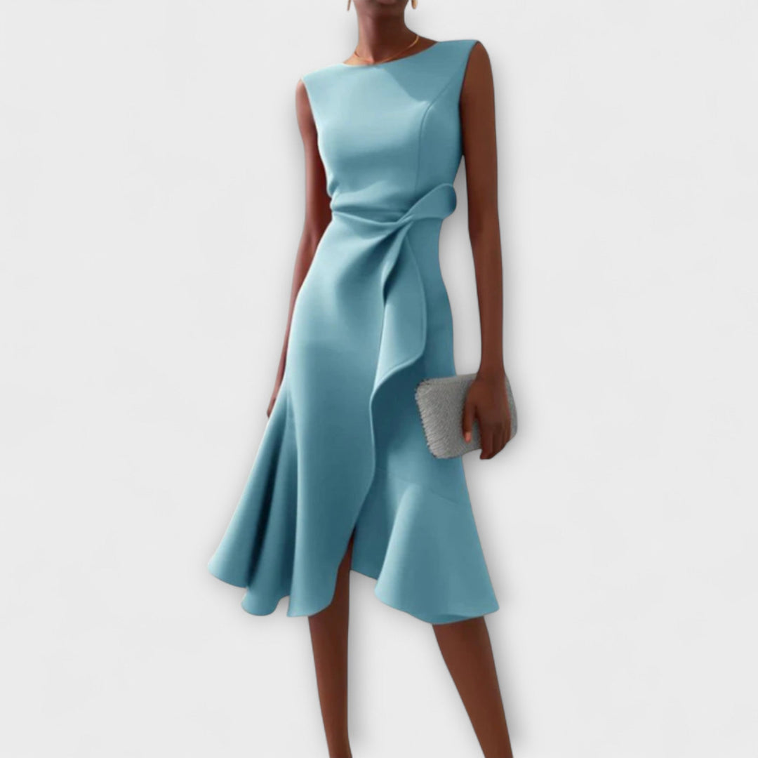 Juliette | Chic Draped Asymmetric Midi Dress