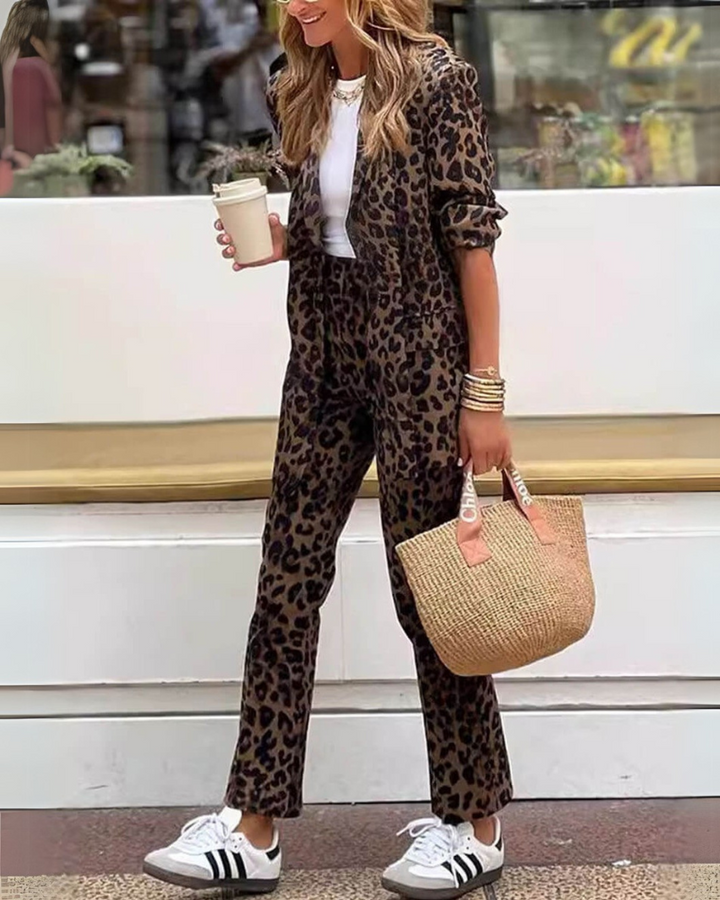Arila | Leopard Print Women's Office Pants set