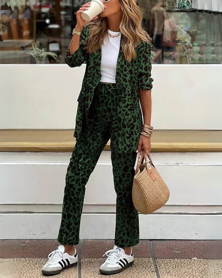 Arila | Leopard Print Women's Office Pants set