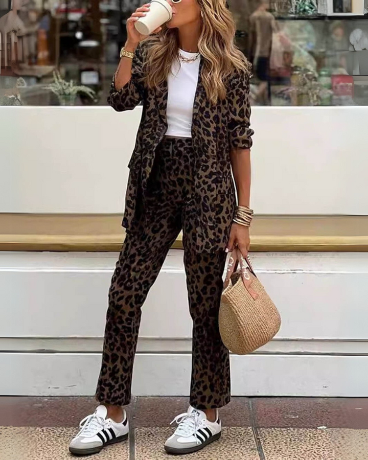 Arila | Leopard Print Women's Office Pants set