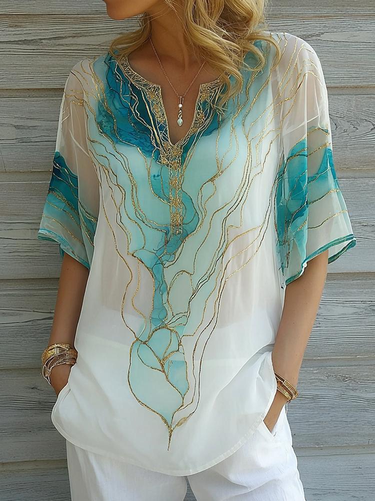 Harper | Stunning V-Neck Blue Top