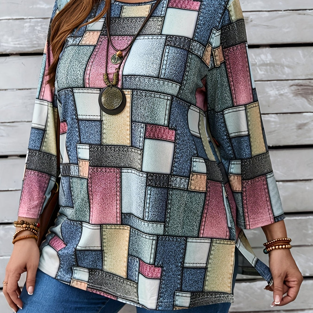 Alix | Elegant Geomentric Long Sleeve Top