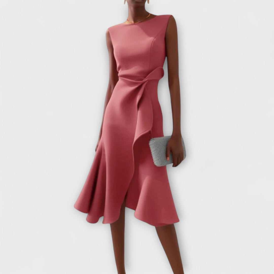 Juliette | Chic Draped Asymmetric Midi Dress
