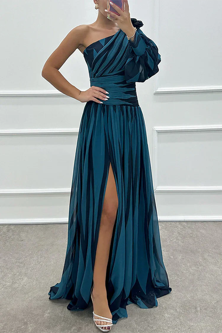 Rose | Elegant Striped One Shoulder Maxi Dress
