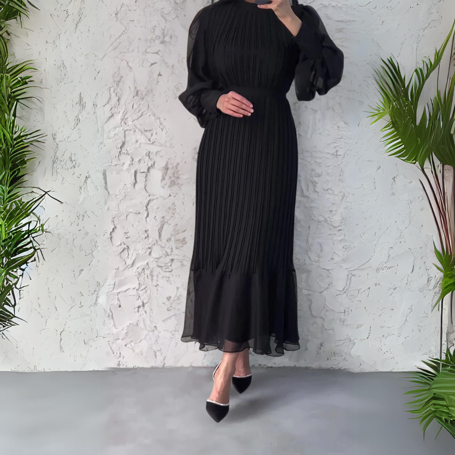 Cami | Chic French Fall Mesh-Accented Evening Gown