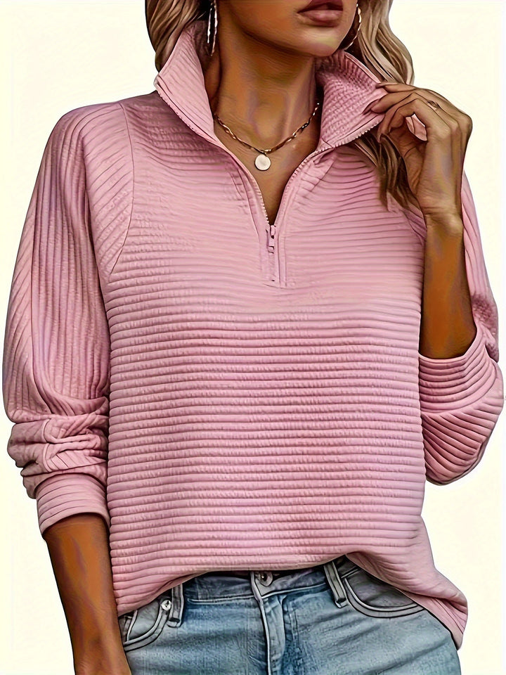 Hine | Elegant Zip-Front Knit Sweatshirt