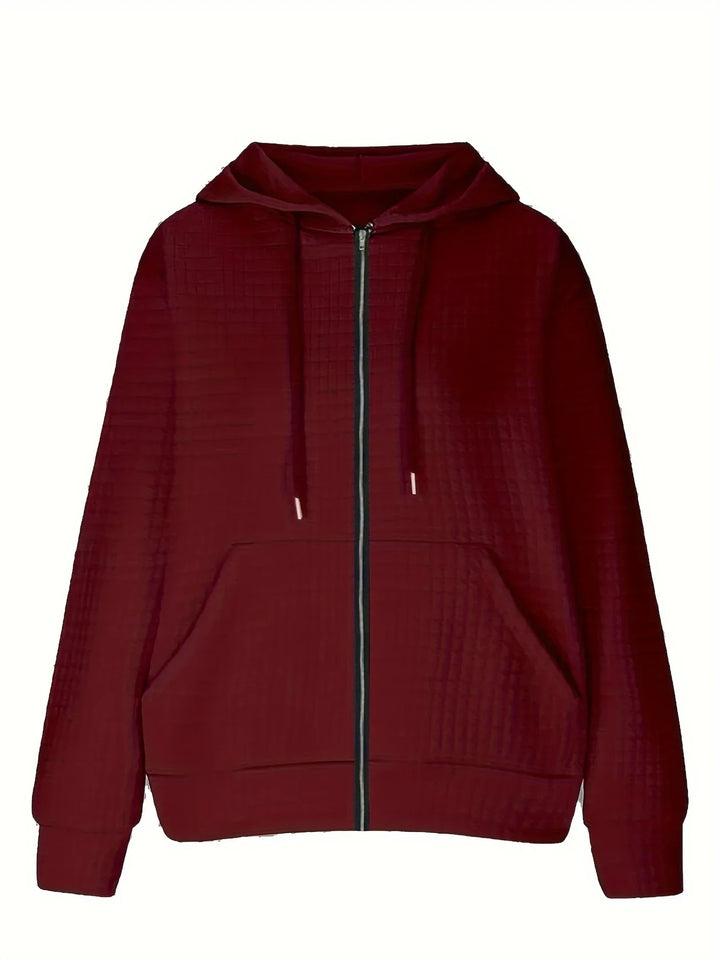 Maika | Textured Full-Zip Sweatshirt Hoodie