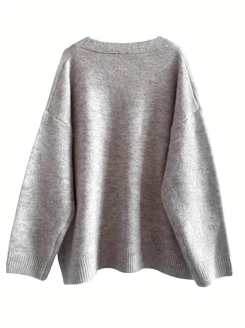 Avelie | Premium Solid Colour Long Sleeve V-Neck Pullover