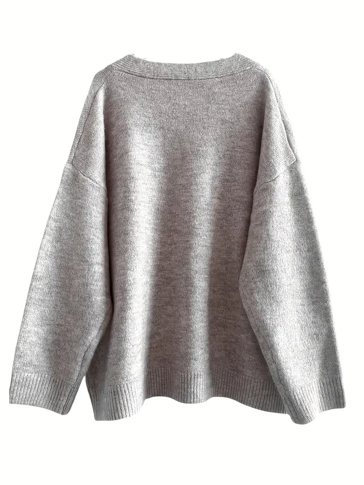 Avelie | Premium Solid Colour Long Sleeve V-Neck Pullover