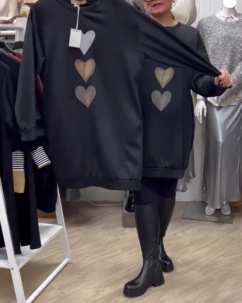 Elvina | Stylish Oversized Heart Sweatshirt