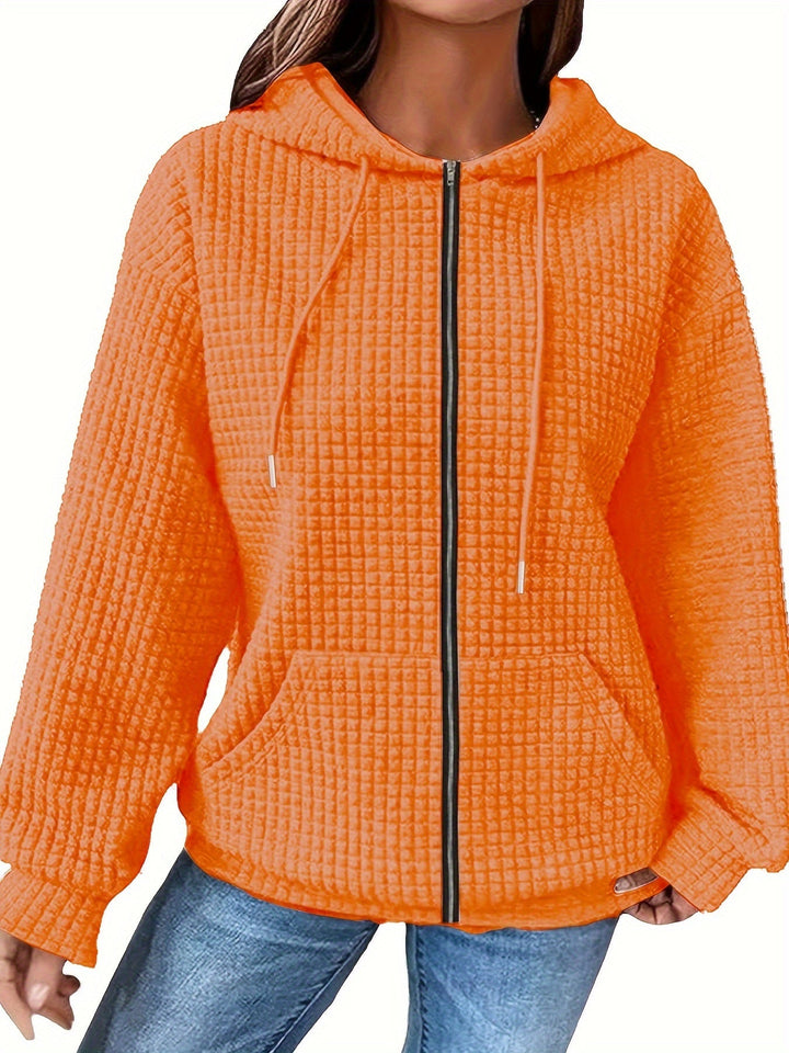 Maika | Textured Full-Zip Sweatshirt Hoodie