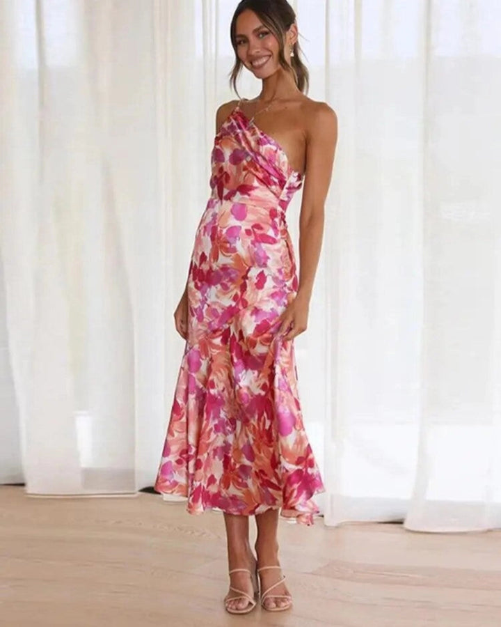 Malaika | Elegant Asymmetric Floral Maxi Dress