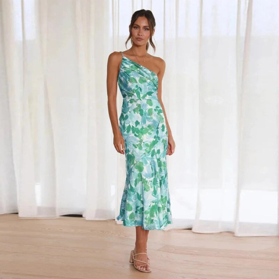 Malaika | Elegant Asymmetric Floral Maxi Dress
