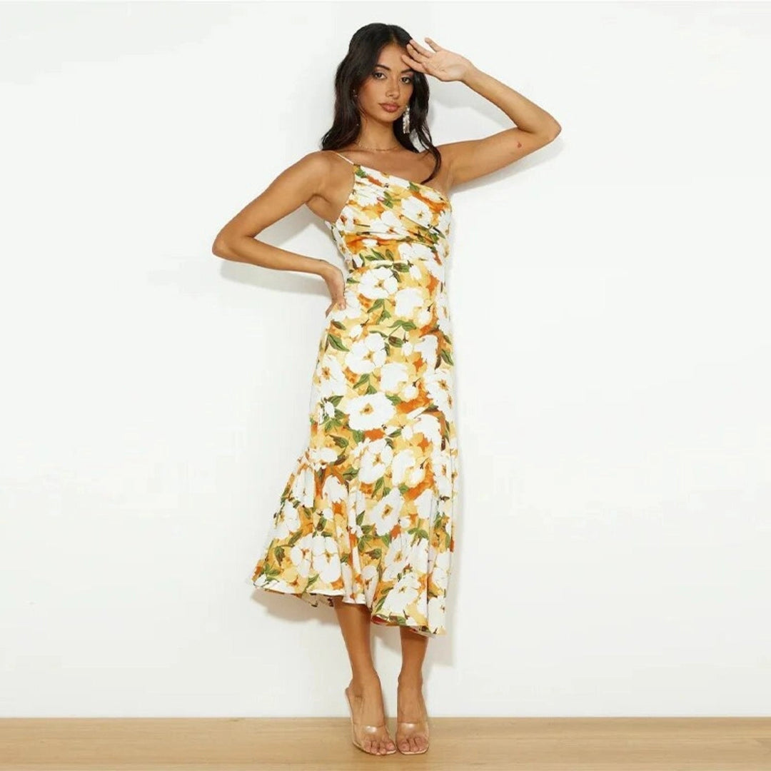Malaika | Elegant Asymmetric Floral Maxi Dress