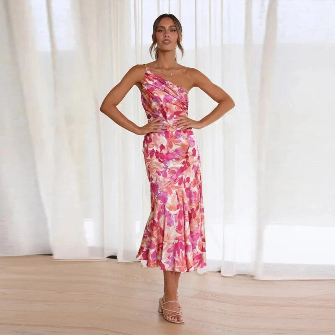 Malaika | Elegant Asymmetric Floral Maxi Dress