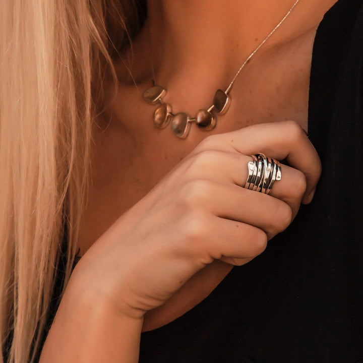 Bliss Chic Vintage Thick Layer Silver Ring