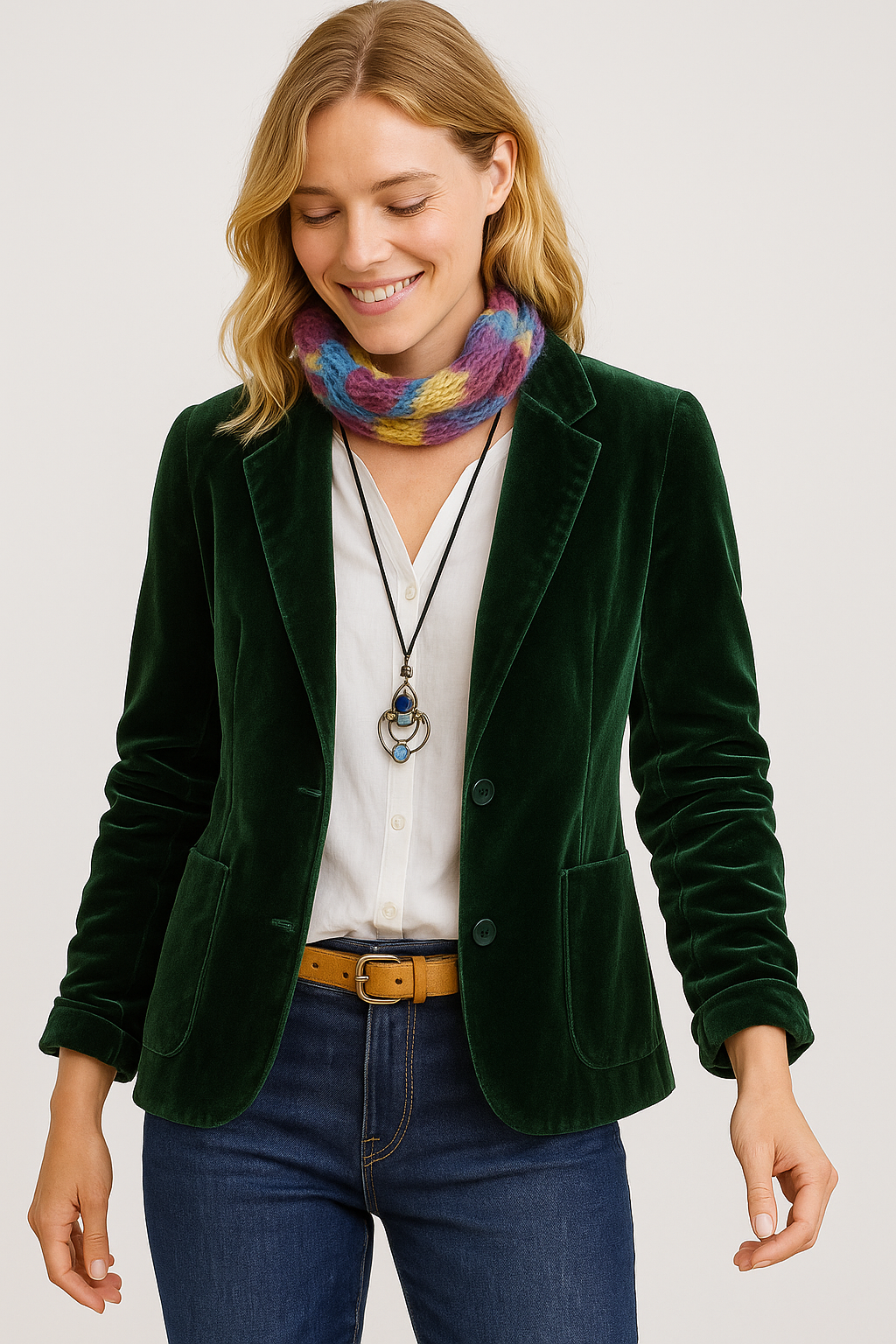 Sylvaine | Elegant Velvet Slim-Fit Blazer