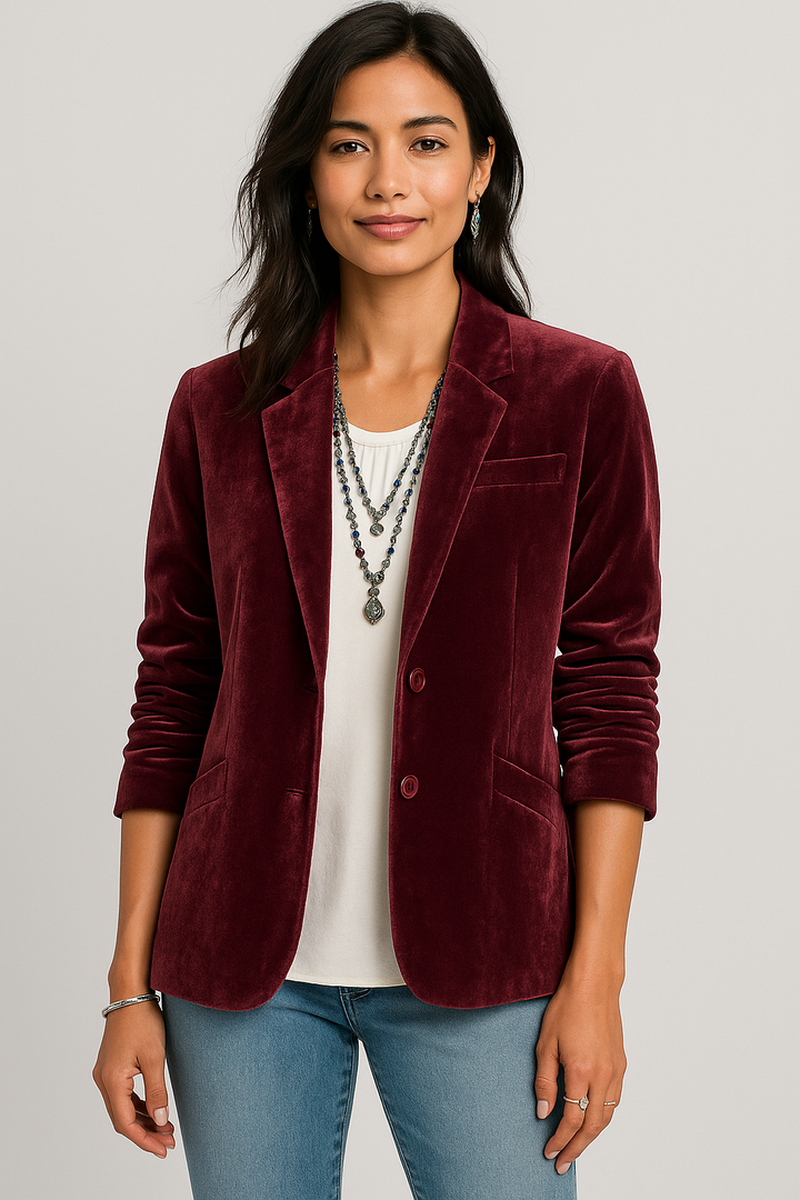Sylvaine | Elegant Velvet Slim-Fit Blazer