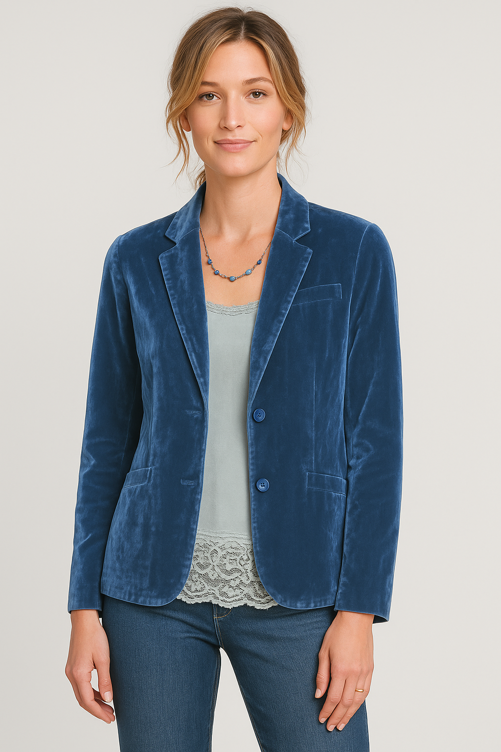 Sylvaine | Elegant Velvet Slim-Fit Blazer