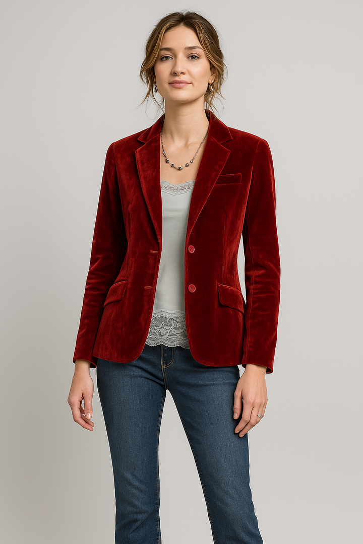Sylvaine | Elegant Velvet Slim-Fit Blazer