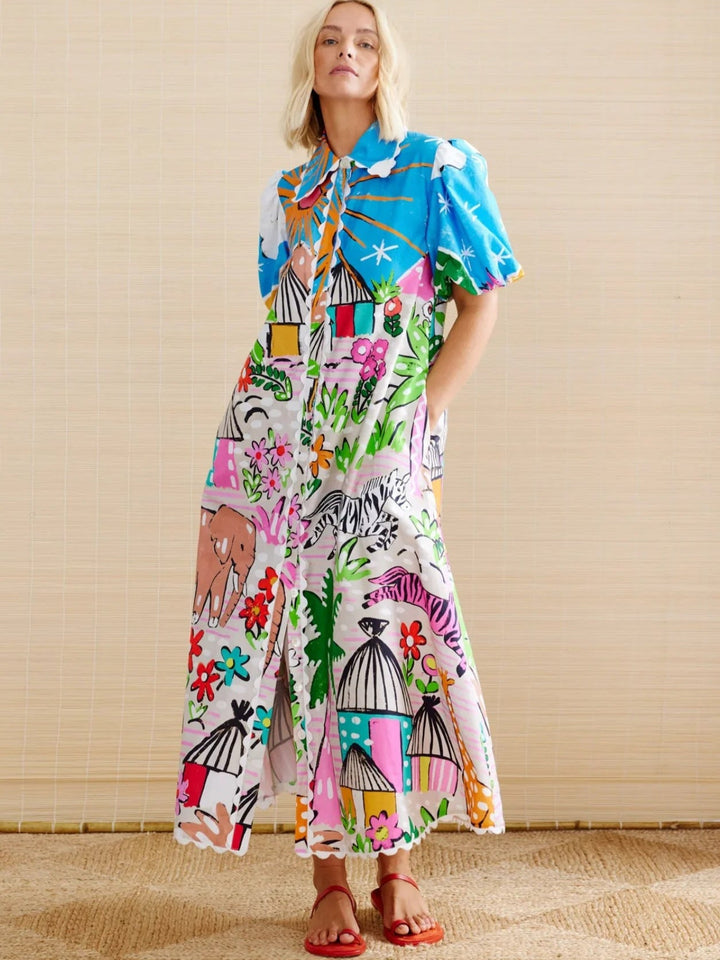 Alexandra | Belted Puff Sleeve Shirt Dress