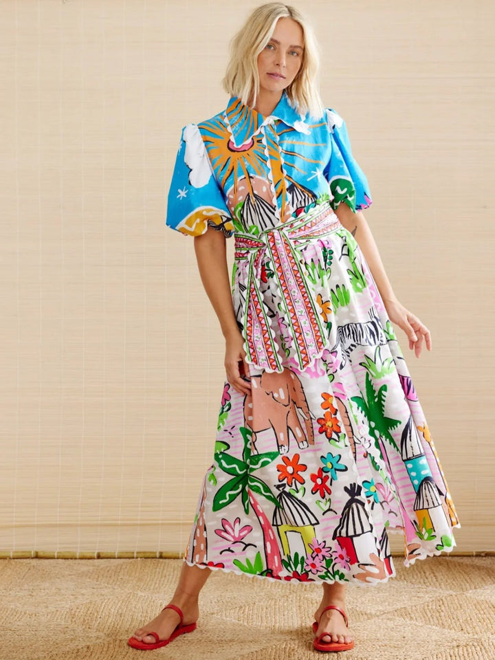 Alexandra | Belted Puff Sleeve Shirt Dress