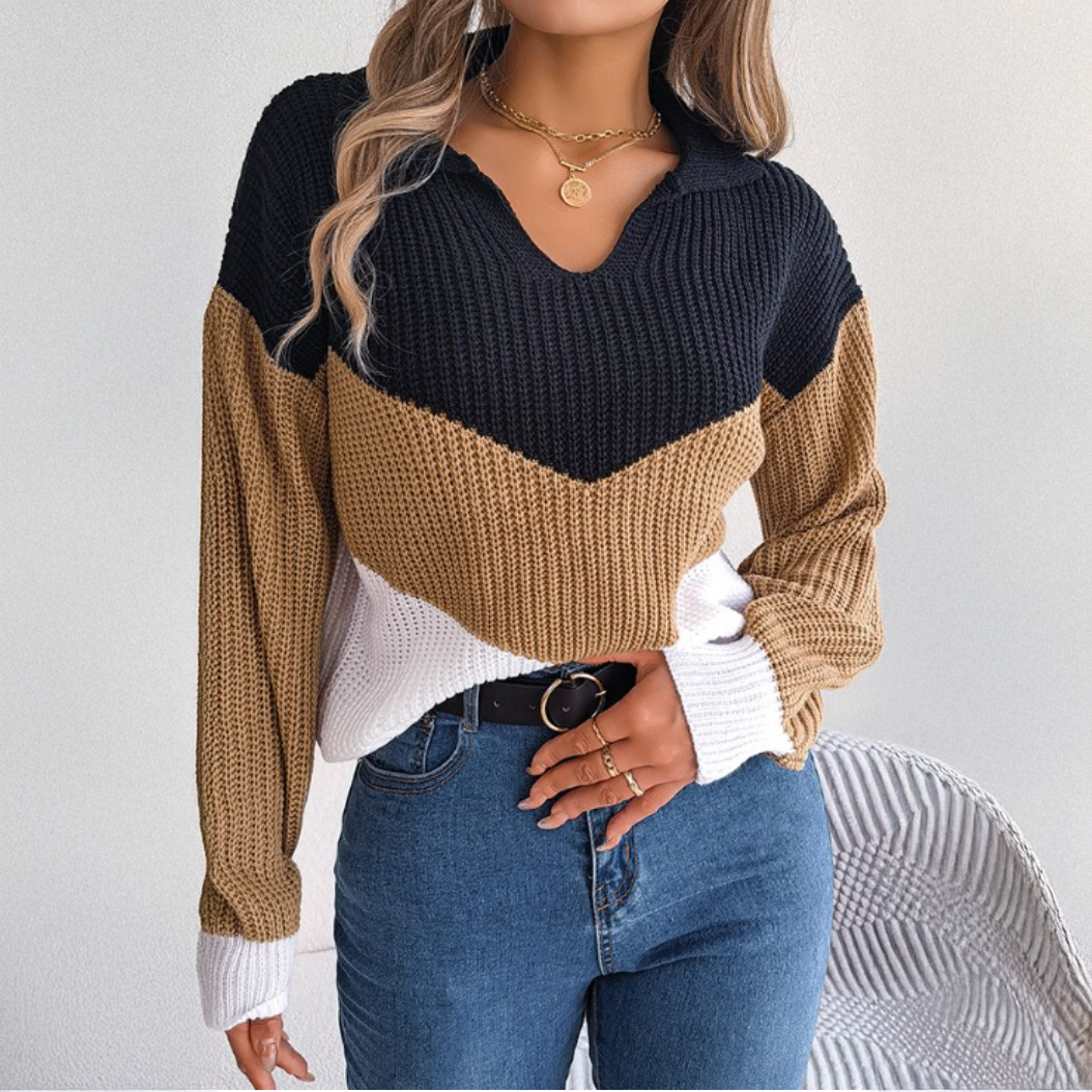 Taika | Stretch Knit V-Neck Sweatshirt