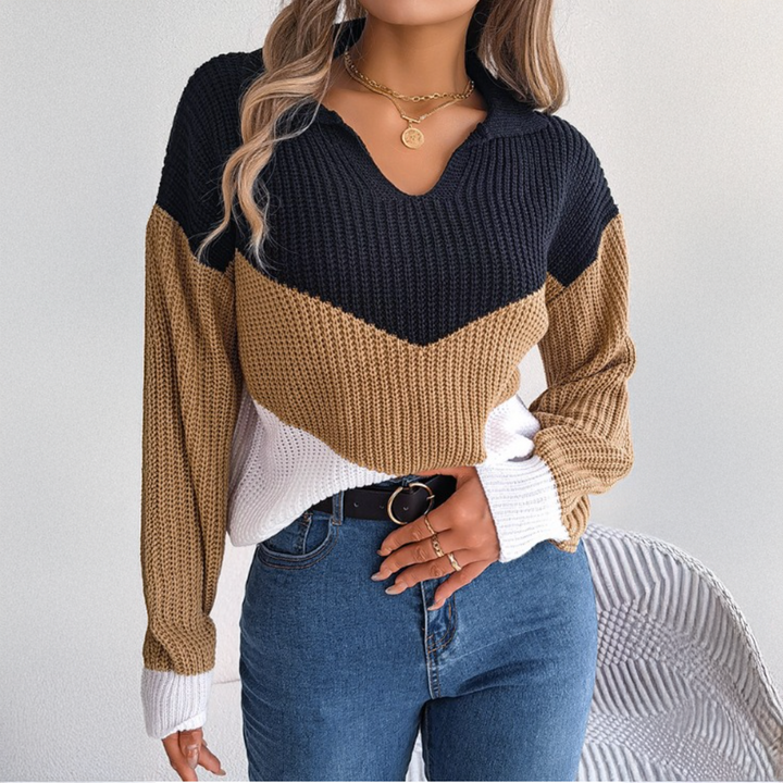 Taika | Stretch Knit V-Neck Sweatshirt
