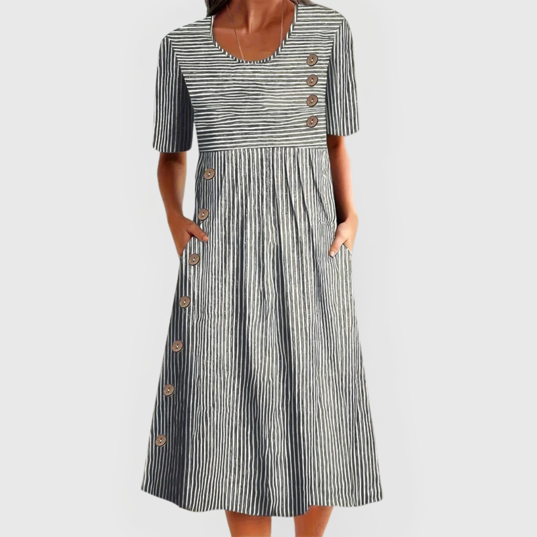 Lana | Striped Button-Front Midi Dress