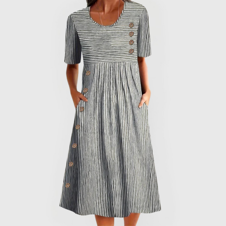 Lana | Striped Button-Front Midi Dress