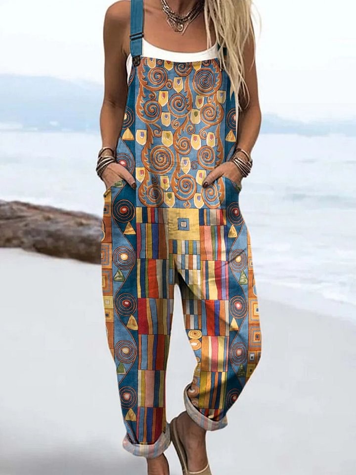 Freya | Sleeveless Abstract Geometric Pattern Art Print Dress