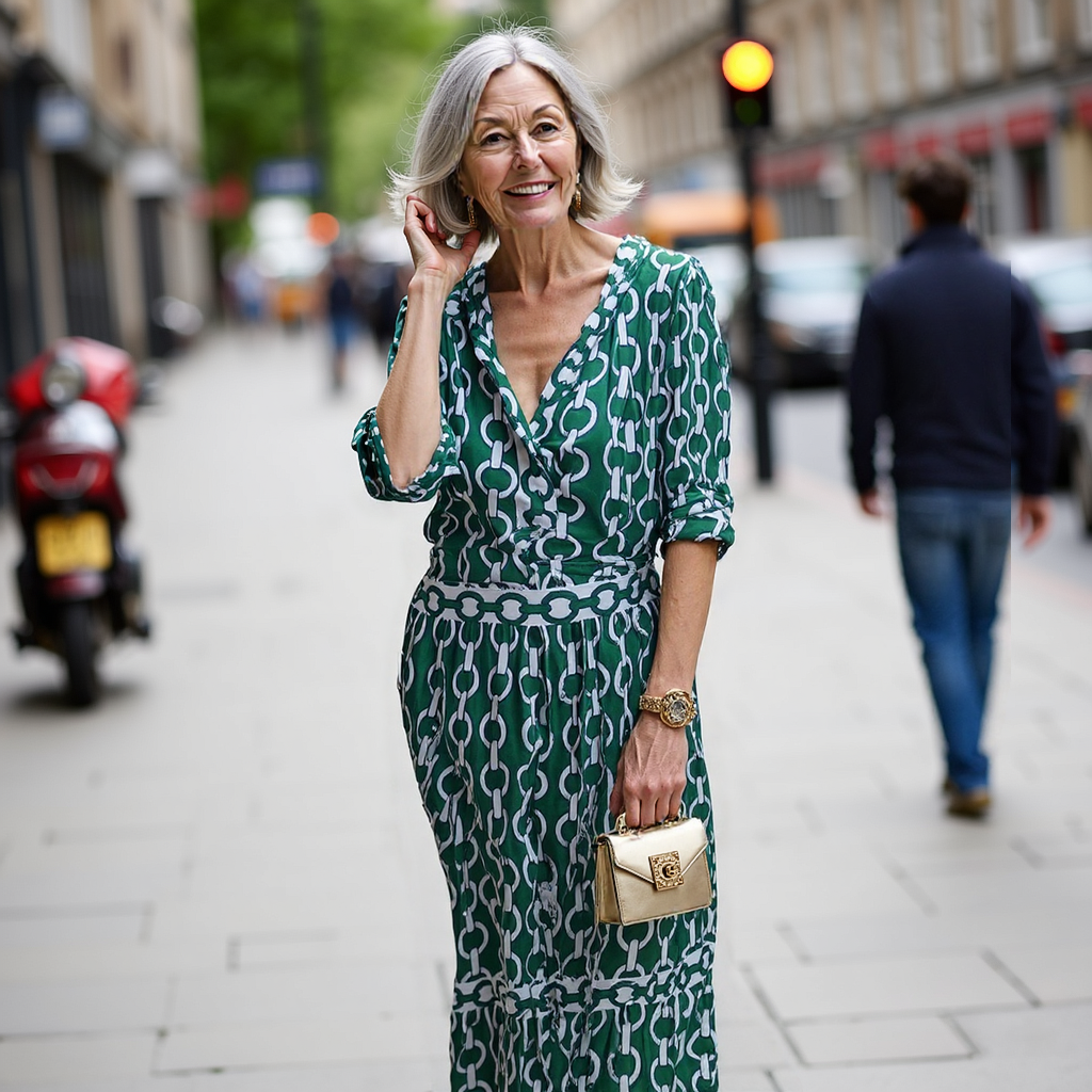 Margaret | Midi Dress with Chain Pattern