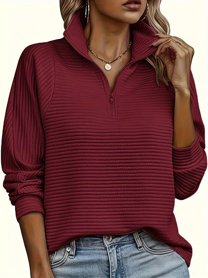 Hine | Elegant Zip-Front Knit Sweatshirt