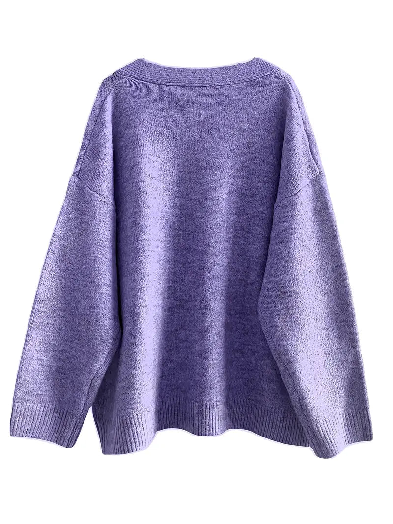 Avelie | Premium Solid Colour Long Sleeve V-Neck Pullover