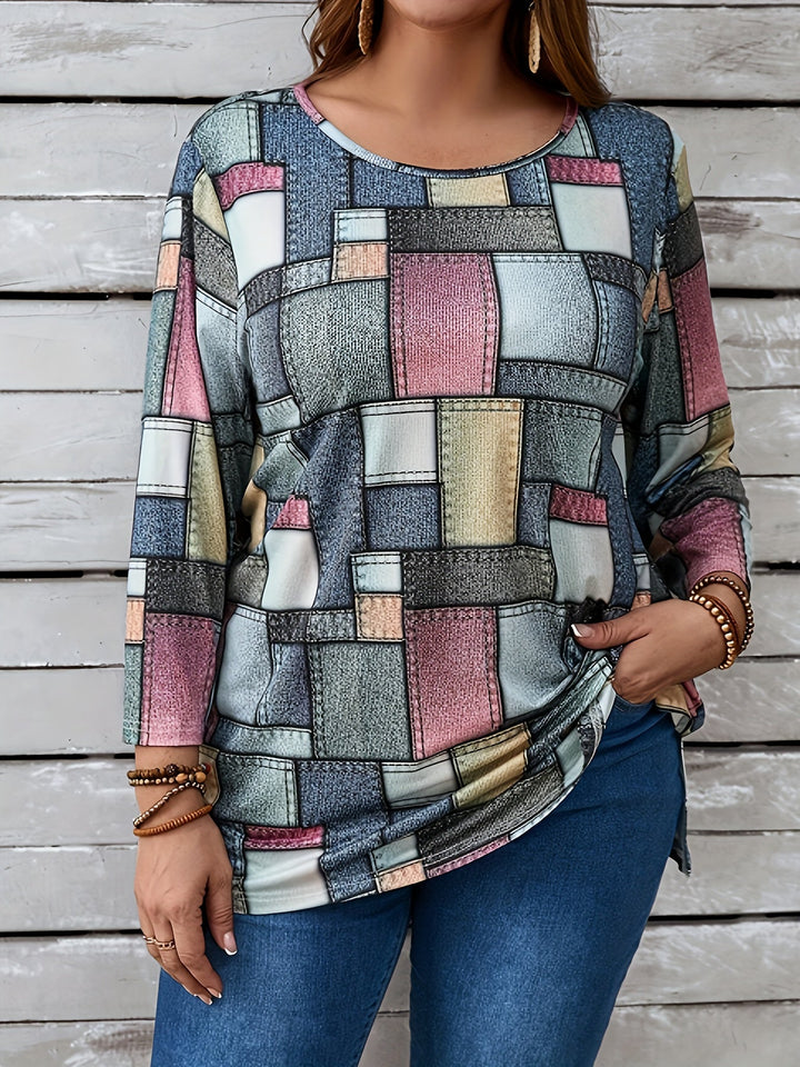 Alix | Elegant Geomentric Long Sleeve Top