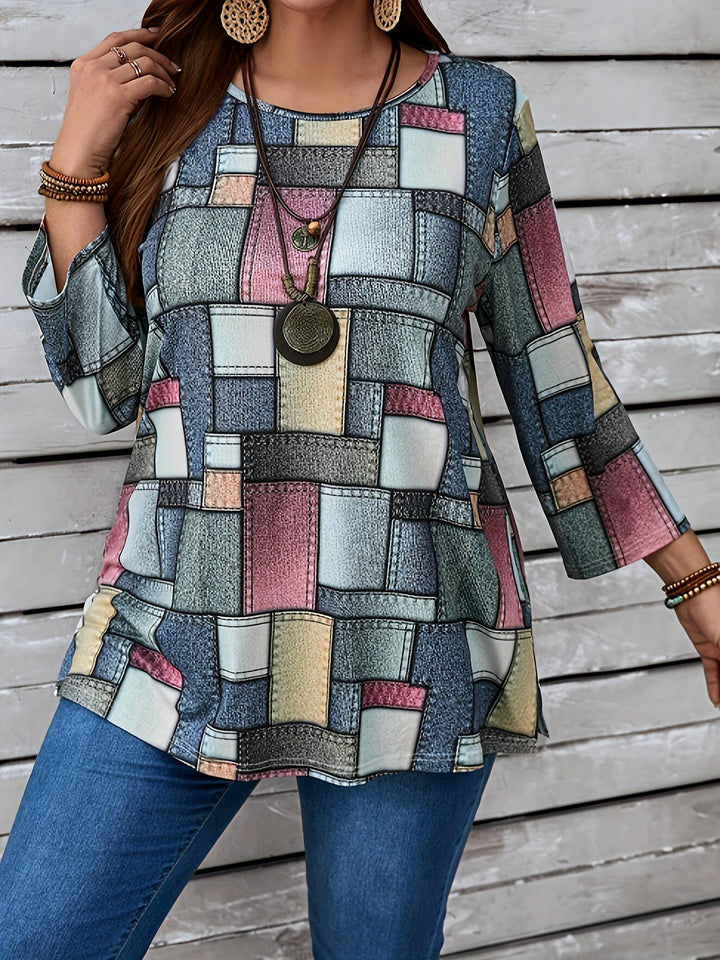 Alix | Elegant Geomentric Long Sleeve Top