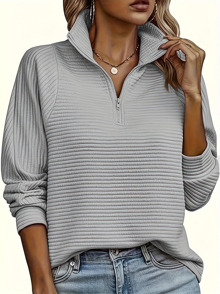 Hine | Elegant Zip-Front Knit Sweatshirt