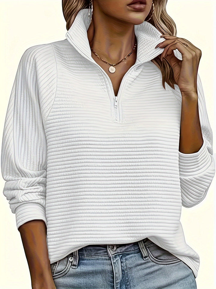 Hine | Elegant Zip-Front Knit Sweatshirt