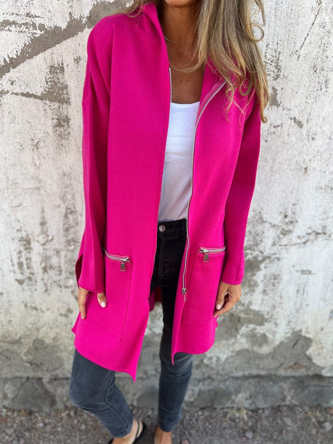 Elaris | Elegant One-Colour Cardigan with Zipper