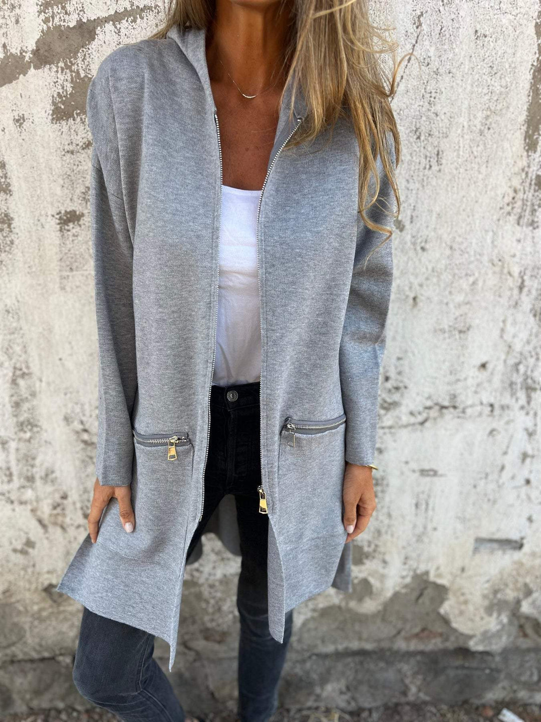Elaris | Elegant One-Colour Cardigan with Zipper