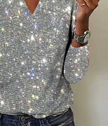 Patrice | Gorgeous V-Neck Sequined Top